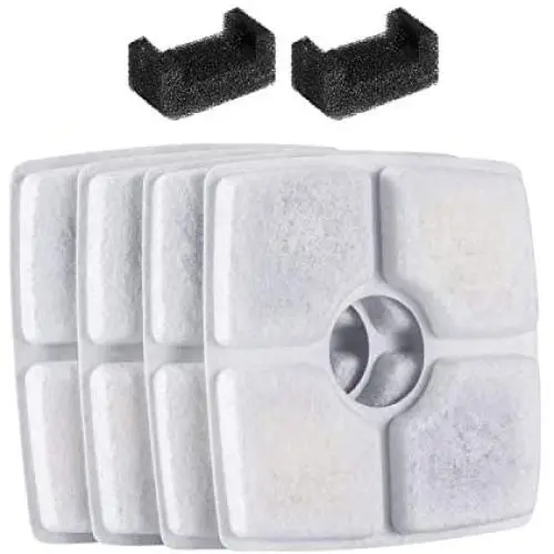 Cubic Cat Water Fountain Filter Stainless Steel Top, 4 Carbon Filters 2 Foam Filters Pack,Elliptical Cat Fountain Pet Water Fountain Activated Carbon Filter Cubic Cat Water Fountain Filter Stainless Steel Top, 4 Carbon Filters 2 Foam Filters Pack,Elliptical Cat Fountain Pet Water Fountain Activated Carbon Filter