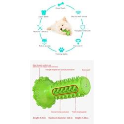 Squeaky Dog Float Toys Suction Cup Pull Puppy Toy Dogs Supplies Super Bite-Resistant Pet Chew Molar Stick New Material Toothbrush That Brush Teeth by Himself (Green)