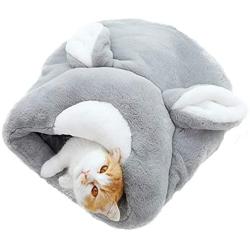 ZARYIEEO Cat Sleeping Bag, Pet Self-Warming Snuggle Sack, Bunny Shaped Cat Sleeping Cave for Small Cats Within 16.5lb, Washable Plush Pet Bed for Indoor Cats Cave Warmer