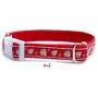 Strawberry dog collar : Strawberry with scallop edge cotton ribbon on durable and flexible nylon pet collar. Color choice from the top, (Pink, Red or Black) for small dog collar to large dog collar. Matching dog leash and step in dog harness are available