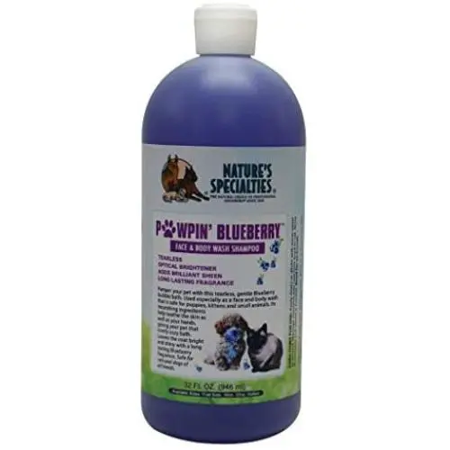 Natures Specialties Puppy Friendly Dog Shampoo for Pets, Concentrate 16:1, Made in USA, Pawpin Blueberry, 32oz