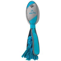 PetRageous Roughrageous Nylon Football Dog Toy, 15'', Gray/Aqua