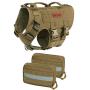 OneTigris Large Tactical Dog Harness, No Pull Adjustable Dog Harness with 3 Handles/Backpack Pouch,Service Dog Vest for Training Walking Hiking(Coyote Brown,L)