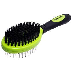 Soft Bristle Dog Brush for Short Haired Cats or Dogs - Firm Bristles to Remove Dust, Dirt, and Loose Fur - Hook and Rubber Handle