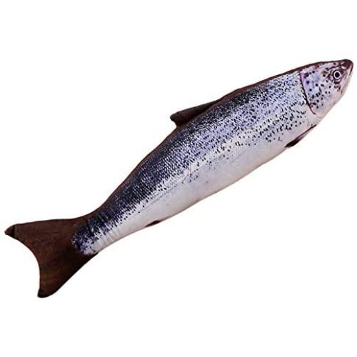 ocijf179 Cats Toy Pet Cats Artificial Plush Fish Shaped Catnip Dental Teeth Care Clean Chewing Toy - M Salmon#