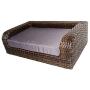 Iconic Pet Rattan/Wicker Pet Sofa Bed - Sofa Made of Woven Palm Stems of Rattan with Metal Frame, Indoor/Outdoor Sofa and Water Resistant Cushion Cover, Elegant Pet Bed for Dogs/Cats up to 50 lbs