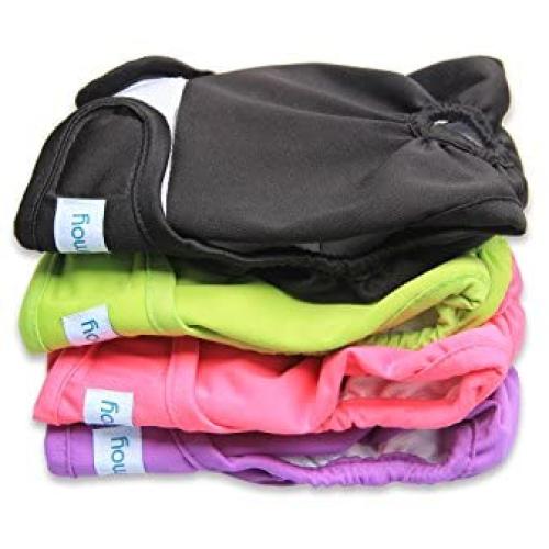 Teamoy 4pcs Washable Female Dog Diapers, Reusable Doggie Diaper Wraps for Female Dogs, Super-Absorbent and Comfortable, XS