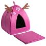 Hollypet Self-Warming 2 in 1 Foldable Comfortable Triangle Cute Pet Cat Bed Tent House