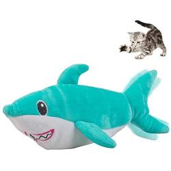 Pet Craft Supply Wiggle Pickle and Shimmy Shark Flipper Flopper Interactive Electric Realistic Flopping Wiggling Moving Fish Potent Catnip and Silvervine Cat Toy