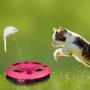 Relaxdays Pink Cat Toy Carousel with Mouse, Interactive Toy, Ball with Bell, Pet Training and Entertainment