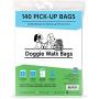 Doggie Walk Bags Dog Waste Bags with Easy Tie Handles, Extra Thick and Strong Poop Bags for Dogs, Easy Dispensing and Leak Proof, 140 Doggy Bags, 7 x 5 x 17 Inches with Gusseted Sides, Blue (96095)