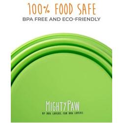 Mighty Paw Collapsible Travel Dog Bowl Set - 2 Pack (27 Oz) | Food Safe Silicone Food & Water Bowls for Pets. Bonus Carabiner Clip for Hiking, Camping or Walking. Lightweight & Leak-Proof