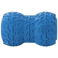 Nerf Dog Tire Feeder Dog Toy, Lightweight, Durable and Water Resistant, 4 Inches, For Medium/Large Breeds, Two Pack, Blue and Red