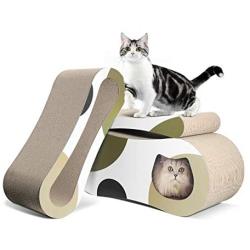 ComSaf Cat Scratcher Cardboard, 3 in 1 Scratching Lounge Bed, Corrugated Scratch Pad, Cat Training Toy for Large Cats and Kitten, Furniture Protection, Durable and Revisible