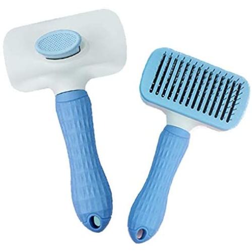 None branded Dog Cat Hair Brush Pet Grooming Comb Tools One Click Hair Removal Self Cleaning Slicker Brush for Shedding Grooming