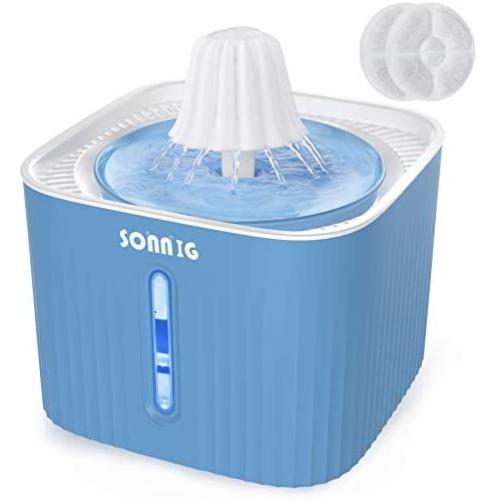 SONNIG Cat Water Fountain Bowl, Pet Drinking Dispenser 2.5L Super Quiet Dog Watering Fountains with LED Light Water Level Window and 3PCS Carbon Filters for Dogs, Cats, Birds and Small Animals,Blue SONNIG Cat Water Fountain Bowl, Pet Drinking Dispenser 2.5L Super Quiet Dog Watering Fountains with LED Light Water Level Window and 3PCS Carbon Filters for Dogs, Cats, Birds and Small Animals,Blue