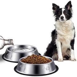 Vikedi Stainless Steel Dog Bowls for Medium/Large Dog, 40 Oz Stainless Steel Bowls with Anti-Skid Rubber Base for Food or Water Bowls, Pets Dog Feeder Bowl Dog Dish Reduce Spill, Set of 2