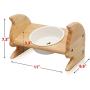 SCOGKATT CS Premium Elevated Cats and Dog Feeder, Single Bowl Raised Stand with Ceramic Bowl Included. Made from Natural Rubber Wood Perfect for Small Cats and Dogs
