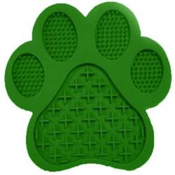 Paw Shape Pet Dog Lick Mat Slow Feeder Bowl with Suction Cups (Green)