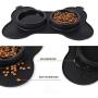 Dog Bowls Set with Non Spill Skid Resistant Silicone Mat, Dog Food and Water Bowls with Slow Feeder Dog Bowls,Collapsible Spill Proof Dog Bowl for Small Medium Large Dogs Cats Pets (Black)
