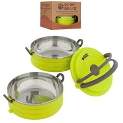 Healthy Human Portable Dog & Pet Travel Bowls with Lid - Human Grade Stainless Steel - Ideal for Food & Water - 3 Sizes & 3 Colors