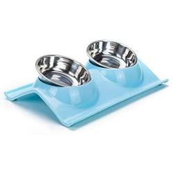 Gefryco Double Dog Cat Bowls Stainless Steel Elevated Raised Bowl Feeders Pet Feeding Station for Food and Water