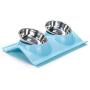 Gefryco Double Dog Cat Bowls Stainless Steel Elevated Raised Bowl Feeders Pet Feeding Station for Food and Water