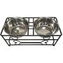 VIVIKO Bone Style Pet Feeder for Dog Cat, Stainless Steel Food and Water Bowls with Iron Stand