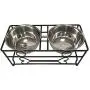 VIVIKO Bone Style Pet Feeder for Dog Cat, Stainless Steel Food and Water Bowls with Iron Stand VIVIKO Bone Style Pet Feeder for Dog Cat, Stainless Steel Food and Water Bowls with Iron Stand