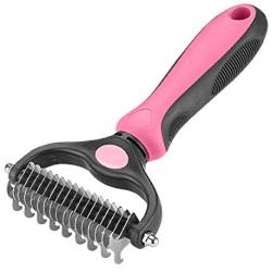 VWMYQ-Pet Grooming Tool - 2 Sided Undercoat Rake for Cats and Dogs - Safe Dematting Comb for Easy Mats & Tangles Removing - No More Nasty Shedding and Flying Hair