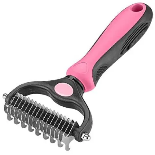 VWMYQ-Pet Grooming Tool - 2 Sided Undercoat Rake for Cats and Dogs - Safe Dematting Comb for Easy Mats & Tangles Removing - No More Nasty Shedding and Flying Hair VWMYQ-Pet Grooming Tool - 2 Sided Undercoat Rake for Cats and Dogs - Safe Dematting Comb for Easy Mats & Tangles Removing - No More Nasty Shedding and Flying Hair