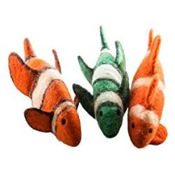 Le Sharma Eco-Fish Handmade Play Toy for Dogs and Puppies, 100% Felted Wool. Large Size 10''