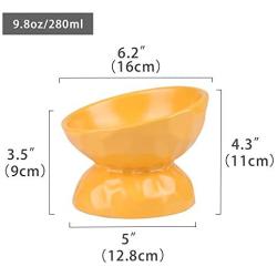 LIONWEI LIONWELI Ceramic Raised Cat Bowls, Tilted Elevated Food or Water Bowls, Stress Free, Backflow Prevention, Dishwasher and Microwave Safe, Lead & Cadmium Free