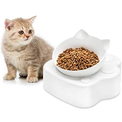 Legendog Elevated Cat Bowl: Cat Bowls Cat Food Bowls Cat Water Bowl 0-15°Adjustable Cat Bowl with Stress-Free for Kitten/Cat