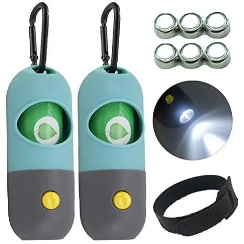 Soarlor 2Pcs Dog Poop Bag Dispenser with LED Safety Flash Light and 2 Rolls Dog Poop Waste Bags, Rugged Dog Walking Waste Bag Holder Dispenser Soarlor 2Pcs Dog Poop Bag Dispenser with LED Safety Flash Light and 2 Rolls Dog Poop Waste Bags, Rugged Dog Walking Waste Bag Holder Dispenser