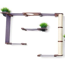 CatastrophiCreations Mini Garden - Multiple Level Cat Hammock and Climbing Activity Center - Wall-Mounted Cat Tree Shelves
