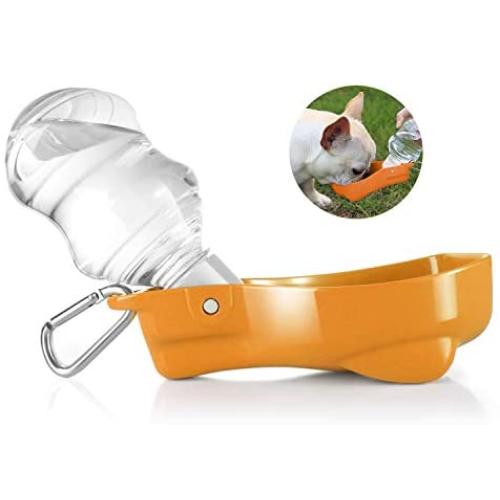 Flexzion Dog Water Bottle with Foldable Bowl Holder Drink Cup Tray Stand Attachment for Walking, Travel Drinking Dispenser Hanging Buckle Accessory for Pets, Dogs, Cats, Small Animals