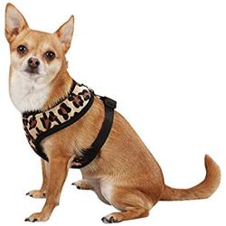 East Side Collection Polyester Plush Leopard-Print Dog Harness, Medium