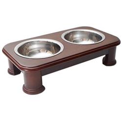 PawRidge Premium Elevated Pet Feeder Luxury Solid Wood Stand & 2 Food Grade Stainless Steel Bowls - Improves Your Pets Digestion - Suitable for Small/Medium Dogs & Cats