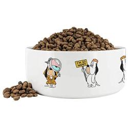 Awesome eMERCHency Droopy Dog Pattern White Dog Bowl 7'' x 3'' Ceramic Pet Dog Snoopy Dish