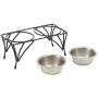 PetRageous 12111SS Moon Metal Non Slip Dog Diner, Black, 1-Cup Capacity, Two Dishwasher Safe Stainless Steel Bowls, 5-Inch Tall Feeder, for Small and Medium Dogs and Cats