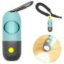 Dog Poop Pickup Bags Holder with LED Flashlight|Pet Waste Bags Dispenser for Lead Leash|Diaper Bags Distributor for Cradle Car|Carabiner Fastener LR44 Button Cells Included 1 Pack (Crystal Blue)