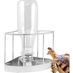 MOCOHANA Reptile Water Bottle Stainless Steel Turtle Automatic Feeders Waterer Pet Dispenser Bottle Corner Food and Water Feeding Dish Bowl for Lizard Tortoise Chameleon