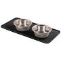 mDesign Premium Quality Pet Food and Water Bowl Feeding Mat for Dogs and Puppies - Waterproof Non-Slip Durable Silicone Placemat - Raised Edges, Food Safe, Non-Toxic - Small, 2 Pack - Black