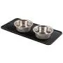 mDesign Premium Quality Pet Food and Water Bowl Feeding Mat for Dogs and Puppies - Waterproof Non-Slip Durable Silicone Placemat - Raised Edges, Food Safe, Non-Toxic - Small, 2 Pack - Black mDesign Premium Quality Pet Food and Water Bowl Feeding Mat for Dogs and Puppies - Waterproof Non-Slip Durable Silicone Placemat - Raised Edges, Food Safe, Non-Toxic - Small, 2 Pack - Black