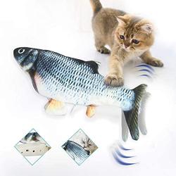 Electric Flopping Fish Cat Toy, USB Rechargeable Realistic Moving Fish Funny Interactive Toy Simulation Fish for Pet Cat Kitten Chewing Kicking Perfect for Having Fun Exerciser Playing