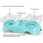 MILIFUN Elevated Double Cat Dog Bowls, Pet Food Water Bowl with 15°Tilted Raised, Pet Feeding Bowl for Cats and Small Dogs Blue