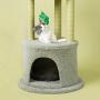 Furrytail Flower Cat Tree Condo with Scratching Post, Plush Perches and Teasing Toy, 44-Inch Cat Tower Kitten Play Platform House Furniture