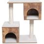 USIKEY Wooden Cat Tree with 2 Cozy Plush Condos, Cat Tower with Soft Protective Cushion and Sisal Posts, Cat Activity Tree with Cave, Kittens Activity Center, Easy Cleaning