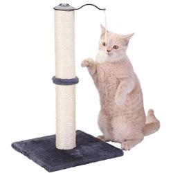 Pettom Cat Scratching Post Sisal 19.6” Height Cat Claw Scratcher with Spinning Ball Tease Toy Carpet Covered Heavy Base Vertical Full Wrapped Easy to Set Up 